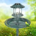 Ktaxon Wild Bird Bath Resin Pedestal Birdbaths with Solar Light Antique Sculpture Finish Garden Decor Dark Green