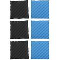 6 Pack Black + blue / Charcoal egg foam acoustic tiles soundproofing foam panels sound insulation soundproof foam padding sound dampening Studio padding 30x30x3.8cm