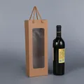 Sacs à vin en papier kraft avec fenêtre transparente carton uni fleur emballage pour invités