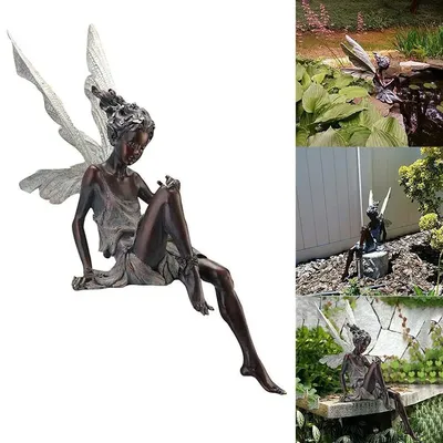 15*5.3 assis Jardinage Résine Fée Statue Jardin Ornement Résine Artisanat Cour Jardin Décoration