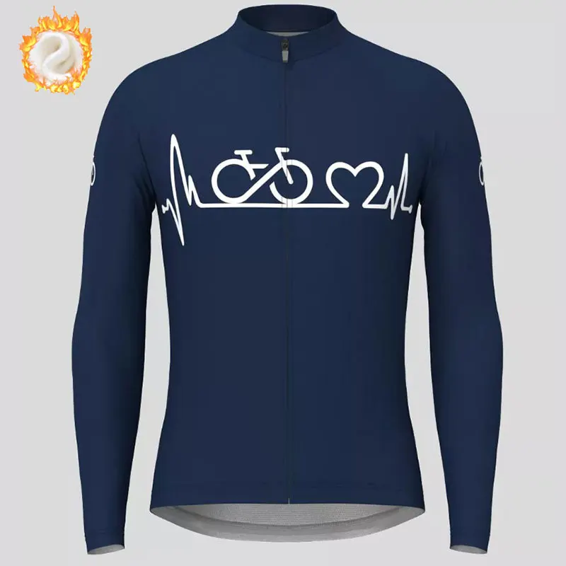 Maillot de cyclisme thermique en polaire pour homme, manches longues, VTT, vélo de route, sports de plein air, haut chaud, vêtements de vélo
