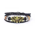 Bracelet multicouches en cuir tressé pour hommes style rétro nordique crâne Viking nouvelle