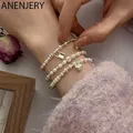 ANENJERY-Bracelet Dainty Coussins Fleece Face Pearl pour femmes et filles ULélastique bijoux