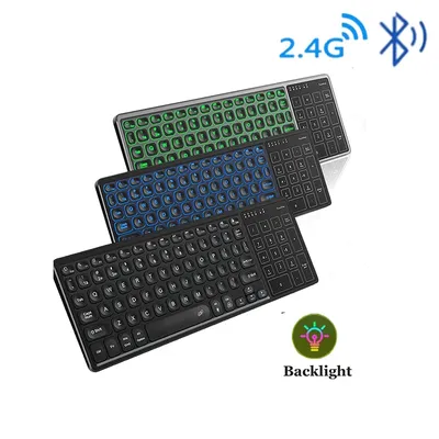 SeenDa – clavier Bluetooth rétroéclairé 7 couleurs sans fil 2.4 ghz rechargeable avec pavé