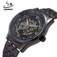 Shenhua – montre-bracelet squelette automatique pour homme nouvelle marque noire Antique