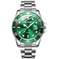 Montre de sport en acier inoxydable pour homme grande marque montres-bracelets calendrier vert