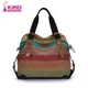 Sac à main en toile patchwork arc-en-ciel pour dames sac messager sac de voyage de grande