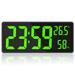 LED Digital Wall Clock Digits Display Indoor Temperature&Humidity for Farmhouse Home Classroom Office Green