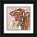 Warren Annie 15x15 Black Ornate Wood Framed with Double Matting Museum Art Print Titled - Peony Cow I