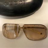 Gucci Accessories | Gucci Beige Rimless Sunglassesstudded Shield Gradient Sheer Bronze Aviators Y2k | Color: Gold/Red/Tan | Size: Os