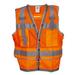 Cordova VS2954XL Type R Class II Heavy Duty Orange Mesh Surveyors Vest Snap Closure 2-Inch Silver Reflective Stripes Gray Nylon Woven Trim Large Rear Tablet/Plans Snap Pocket 4X-Large