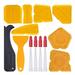 17 Pieces Caulking Tool Kit Silicone Sealant Finishing Tool Grout Scraper Caulk Remover And Caulk Nozzle And Caulk Caps(Yellow)