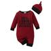 JDEFEG Boys Pajama Sets Toddler Boy Dress Clothes Baby Boys Girls Letter Print Romper Jumpsuit with Hat Set 2Pcs Toddler Autumn Outfit Baby Layette Set Polyester Red 12M