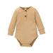 JDEFEG Boys Pajama Sets Jumpsuit for Kids Kids Baby Girls Boys Long Sleeve Solid Ribbed Romper Bodysuit Outfits Clothes Baby Boy One Baby Layette Set Cotton Brown 90