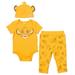 Disney Lion King Simba Infant Baby Boys or Girls Bodysuit Pants and Hat 3 Piece Outfit Set Newborn to Infant