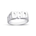 Jewelco London Mens Rhodium Plated Sterling Silver DAD Signet ID Ring 8mm