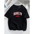 Brooklyn-T-shirt à col rond imprimé graphique pour femmes Streetwear décontracté Y2K Y-Tee New