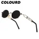 Petites lunettes de soleil ovales Steampunk pour hommes et femmes monture en métal doré lunettes