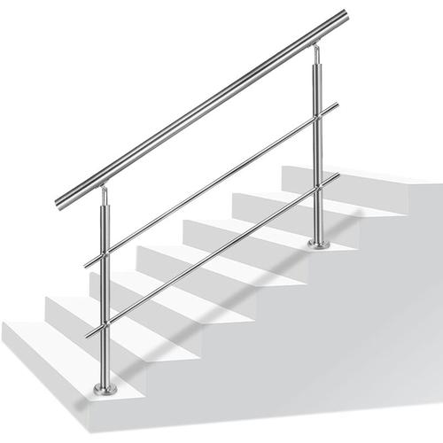 Geländer 160cm Edelstahl Treppengeländer Winkelverstellbar Handläufe mit Kugelring & 2 Pfosten