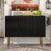 Modern Simple & Luxury Style Sideboard Particle Board & MDF Board Cabinet with Gold Metal Legs & Handles
