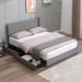 Mixoy Platform Upholstered Bed Frame with Storage Drawers and Adjustable Tufted Headboard,Solid Wooden Slat Support
