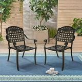 SOCIALCOMFY 2 Piece Outdoor Bistro Dining Chairs Cast Aluminum Dining Chair Set Patio Bistro Chairs for Balcony Backyard Garden Antique Bronze