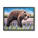 Stupell Industries Relaxing Bear Resting Tree Trunk Meadow Painting Black Framed Art Print Wall Art Design by Elizabeth Tyndall