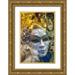 Perry William 13x18 Gold Ornate Wood Framed with Double Matting Museum Art Print Titled - White Venetian mask feathers-Venice-Italy-Used since 1200s for Carnival-Also used for Mardi Gras