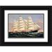 Currier and Ives 32x23 Black Ornate Wood Framed with Double Matting Museum Art Print Titled - Clipper Ship Three Brothers the largest sailing ship in the world