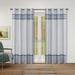 Glow s Avenue Striped Blackout Grommet Curtain Panel (Grey & Blue) 80 W x 96 H - Set of 2