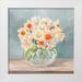 Dellal Remy 26x26 White Modern Wood Framed Museum Art Print Titled - Fleurs et Vases Aquamarine II