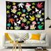 HVEST Weed Mushroom Tapestry Wall Hanging Watercolor Mushrooms and Yellow Red Marijuana Wall Tapestry for Bedroom Modern Aesthetic Black Tapestry for Living Room College Dorm Decor 60Wx40H inch