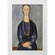 Modigliani Amedeo 23x32 White Modern Wood Framed Museum Art Print Titled - Woman With Red Necklace