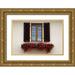 Eggers Julie 32x23 Gold Ornate Wood Framed with Double Matting Museum Art Print Titled - Italy-Radda in Chianti Flower boxes with red geraniums below a window with shutters