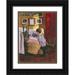 Pedersen Viggo 25x32 Black Ornate Wood Framed with Double Matting Museum Art Print Titled - A Watchful Eye