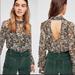 Free People Tops | Free People Sheer Floral Blouse With Attached Black Halter Tank. | Color: Black/Green | Size: M