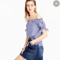 J. Crew Tops | J Crew Blue And White Gingham Off The Shoulder Top | Color: Blue/White | Size: 8