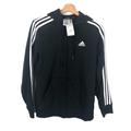 Adidas Tops | Adidas Nwt Black Three Stripe Long Sleeve Fleece Full Zip Hoodie Sweatshirt S | Color: Black/White | Size: S