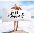 Just Married Mr Mrs bride groom Beach Towel Newlywed couple Honeymoon travel Wedding Bridal Shower Engagement Gift Photo props