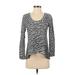 Pete Long Sleeve Top Gray Color Block Scoop Neck Tops - Women's Size Small