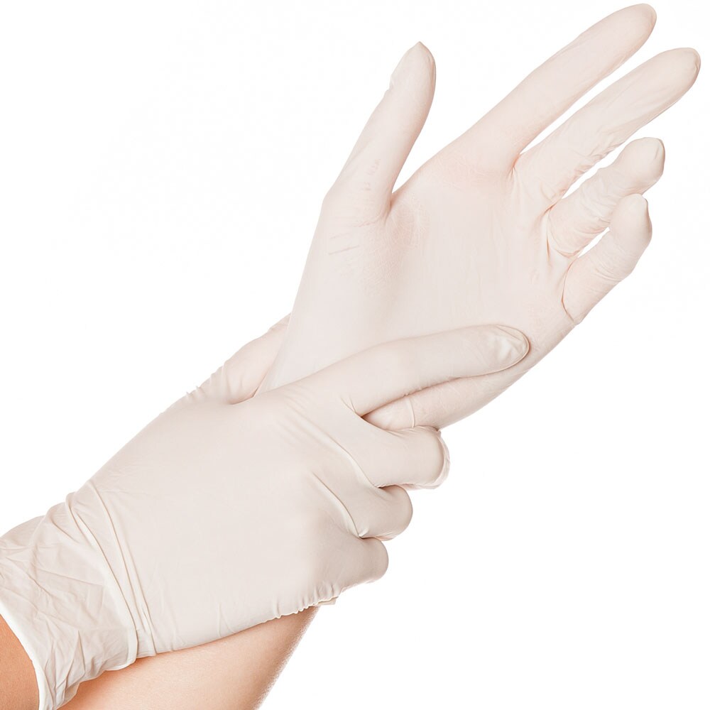 10x100 Stück Latexhandschuhe Skin gepudert Weiss Größe M Einweghandschuhe Arbeitshandschuhe Einmalhandschuhe Latex Handschuhe Image