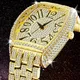 Montre Tonneau glacé pour hommes Unique Hip Hop luxe Bling diamant or 18K acier inoxydable