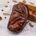 Petite pochette vintage en cuir véritable pour hommes et femmes sac à main cosmétique