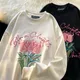 T-shirt à manches longues et col rond pour femmes t-shirts à fleurs Kawaii grandes tailles 6XL