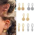 Boucles d'oreilles créoles pendantes plaquées argent et or pour femmes cercle de piercing