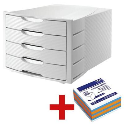 OTTO Office Schubladenbox für A4 / C4 inkl. Haftnotizwürfel 75 x 75 mm »Brilliant-Mix« 3-far grau, 28x23.5x36.7 cm Image