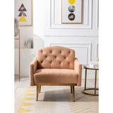 Camel Teddy Accent Chair leisure single sofa with Rose Golden feet - 32.28'' H x 31.10” W x 25.29'' L