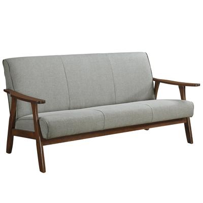 CraftPorch Wenge Wood Mid-Century Modern Linen Sofa