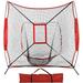 7 x 7 Baseball Softball Practice Hitting & Pitching Practice Net Batting Pitching Training Aid Net w/Carry Bag Strike Zone and Metal Bow Frame Baseball Equipment Training Aids for All Skill Levels