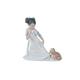 LLADRÓ Girl Figure Let Me Go! in Glossy Porcelain and Pastel Tones. Decorative Figure of a Little Girl and Porcelain Puppy.
